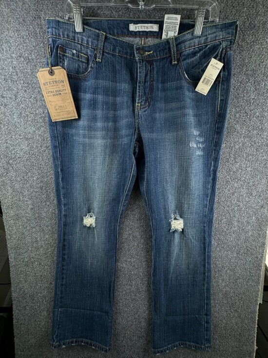 Stetson Denim - NWT Stetson Women Blue Cotton Blend 816 Fit Cropped Jeans Size 12 ACTL 34x28